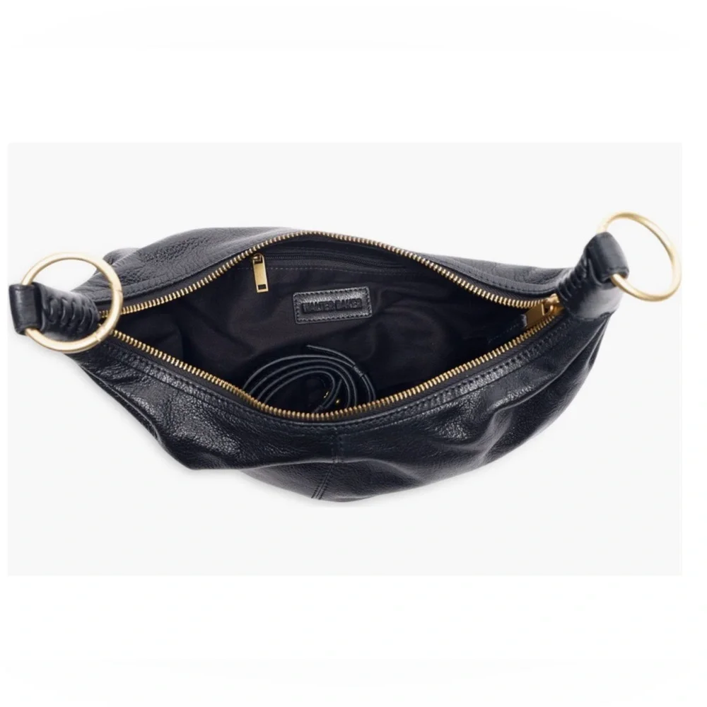 Black Leather Hobo Bracelet Bag